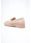 Bej Kadın Loafer Metal Tokalı Rahat Günlük Ayakkabı TR30MS02B