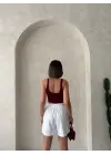 Beli Lastikli Çift Çıtlı Şort