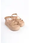 Bella Lastikli Şerit Detaylı Ortopedik Taban Kadın Sandalet  Tt - Ten