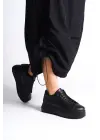 Bıana Bağcıklı Ortopedik Taban Kadın Sneaker Spor Ayakkabı St - Siyah