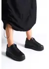 Bıana Bağcıklı Ortopedik Taban Kadın Sneaker Spor Ayakkabı St - Siyah
