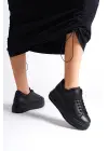 Bıana Bağcıklı Ortopedik Taban Kadın Sneaker Spor Ayakkabı St - Siyah
