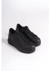 Bıana Bağcıklı Ortopedik Taban Kadın Sneaker Spor Ayakkabı St - Siyah