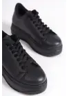 Bıana Bağcıklı Ortopedik Taban Kadın Sneaker Spor Ayakkabı St - Siyah