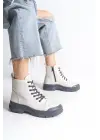 Bloom Bağcıklı Fermuarlı Ortopedik Tabankadın Bot  Gt - Krem