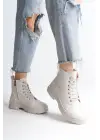Bloom Bağcıklı Fermuarlı Ortopedik Tabankadın Bot  Kt - Krem
