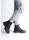 Bloom Bağcıklı Fermuarlı Ortopedik Tabankadın Bot St - Siyah