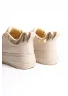 Brıanna Bağcıklı Ortopedik Taban Renkli Taş Dekorlu Kadın Sneaker Spor Ayakkabı  Ckt - Krem/altın