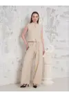 Broşlu Yelek Pantolon Takım Bej S255821