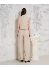 Broşlu Yelek Pantolon Takım Bej S255821