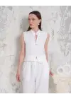 Broşlu Yelek Pantolon Takım Beyaz S255821