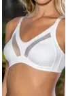 Büyük Beden Uyumlu Ekru Tül Detaylı Günlük Sütyen, B,c Cup Balensiz Konforlu Sütyen