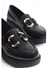 Caro Rugan Siyah Gold Tokalı Kadın Loafer