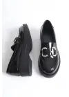 Caro Rugan Siyah Gold Tokalı Kadın Loafer