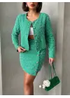 Ceketli Etek Takım Chl Kumaş Yeşil H24443