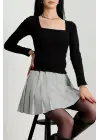 Çerçeve Yaka Kaşkorse Bluz Siyah