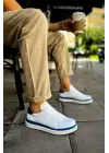 TB979 Santoni GBT Spor Erkek Ayakkabı BEYAZ/MAVI