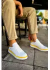 TB979 Santoni GBT Spor Erkek Ayakkabı BEYAZ/SARI