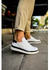 TB979 Santoni GBT Spor Erkek Ayakkabı BEYAZ/SIYAH