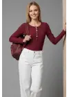 Çıtçıt Detaylı Bluz Bordo T4343