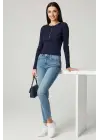 Çıtçıt Detaylı Bluz Lacivert T4343