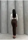 Dar Paça Kemerli Kumaş Pantolon Kahve Pt53