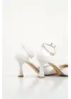 Darla Taşlı Kadın Beyaz Topuklu Ayakkabı