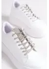 Della Bağcıklı Ortopedik Taban Taşlı Kadın Sneaker Spor Ayakkabı Bt - Beyaz