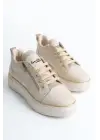 Dına Bağcıklı Fermuarlı Ortopedik Taban Kadın Sneaker Spor Ayakkabı  Kt - Krem/altın