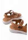 DM-363  Taba Baret Cırtlı Dikişli Günlük Kadın Sandalet