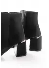 Siyah Fermuarlı Topuklu Kadın Günlük Bot