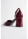 Doren Bordo Rugan Kadın Topuklu Ayakkabı