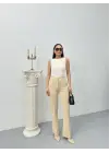 Düğmeli Palazzo Pantolon Bej P170091