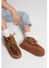 Elena Kadın Kışlık İçi Kürklü Kalın Taban Leopar Desen Bot