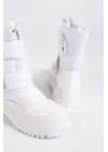 Elısa Cırt Cırtlı  Paraşüt Kumaş Rugan Kadın Bot Bt - Beyaz