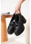 Felice Siyah Gümüş Tokalı Kadın Loafer