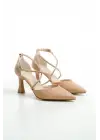 Fiona Taşlı Kadın Nude Topuklu Ayakkabı