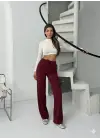 Fitilli Şardonlu Pantolon Bordo A4058