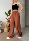 Flamlı Kahve Pantolon