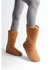 Freya Bağcıksız Düz Taban İçi Kürklü Süet Kadın Bot  Tt - Taba