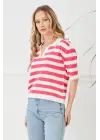 Gömlek Yaka Çizgili Triko Tişört