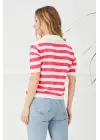 Gömlek Yaka Çizgili Triko Tişört