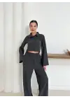 Gömlek Yaka Kaplama Düğmeli Takım Antrasit St265866