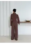 Gömlek Yaka Kaplama Düğmeli Takım Kahve St265866