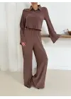Gömlek Yaka Kaplama Düğmeli Takım Kahve St265866