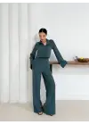 Gömlek Yaka Kaplama Düğmeli Takım Petrol Yeşili St265866