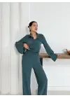 Gömlek Yaka Kaplama Düğmeli Takım Petrol Yeşili St265866