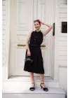Gömlek Yaka Kemerli Elbise Siyah S255061