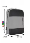 Gri Darbe Emici Korumalı Usb Aparatlı 14-15,6 Inç Laptop Bölmeli Ithal Sırt Çantası