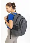 Gri Sportif Darbe Emici Su Geçirmez 14-16 inç Laptop Sırt Çantası